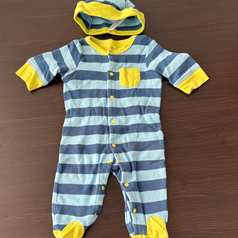 Offspring Blue and Yellow Striped Footie
